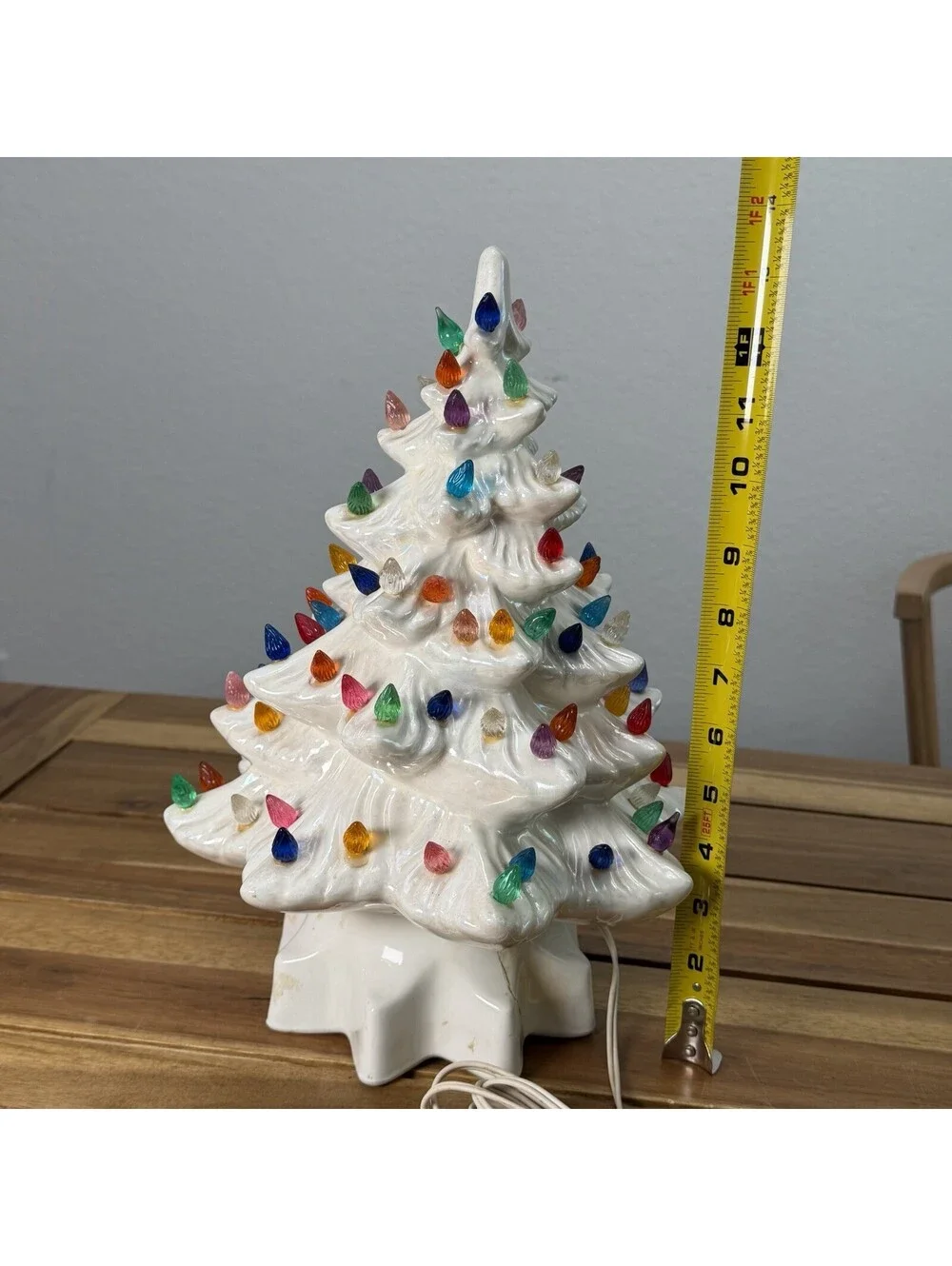 VTG White Iridescent Ceramic Christmas Tree 13
